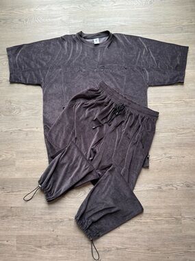 Vintage Y2K Jordan Velour Tracksuit Set Black Oversized XXL Rare Streetwear